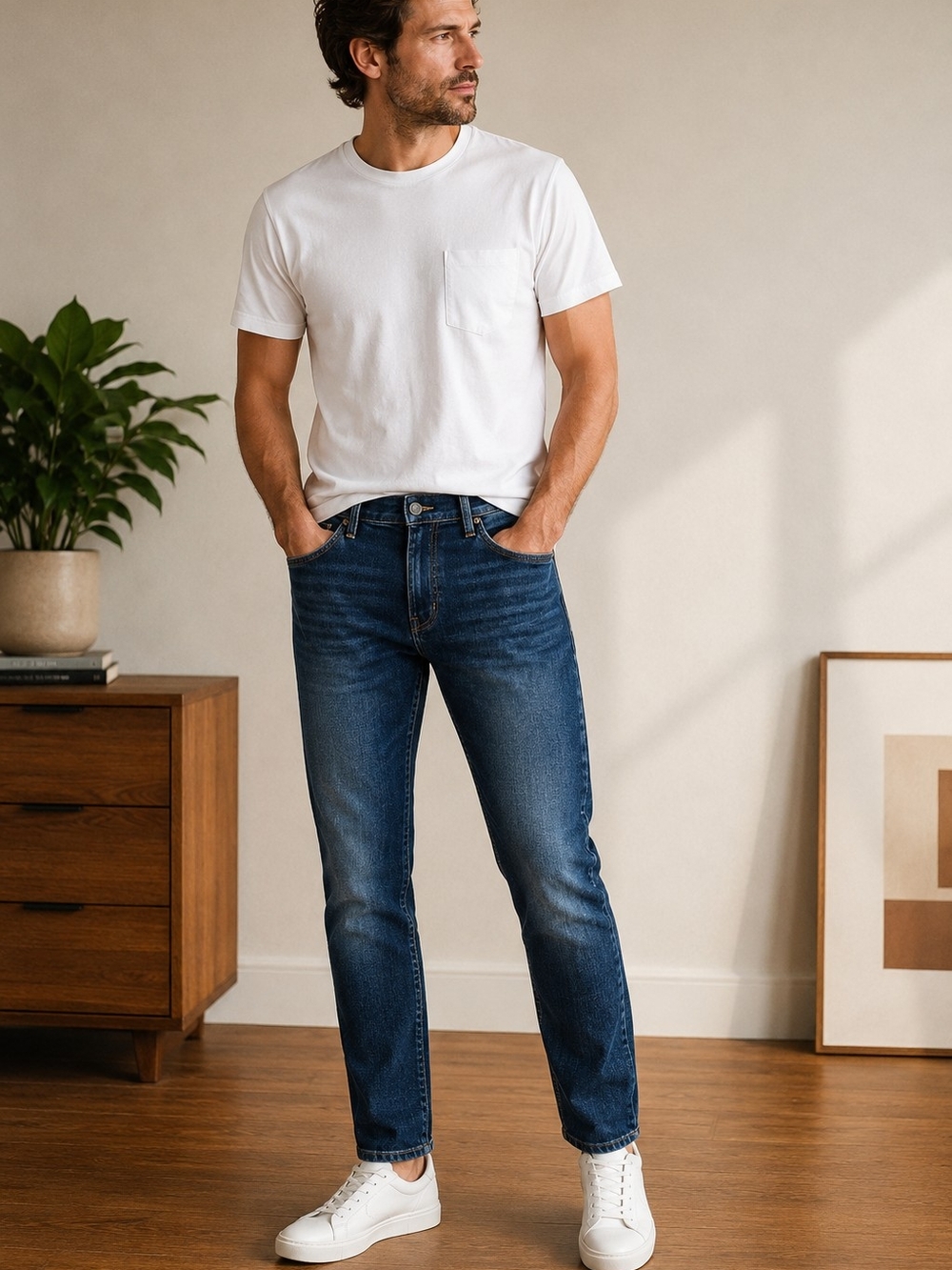34 Heritage Cool Mid-Rise Tapered Jeans Men’s 34x32 Dark Wash
